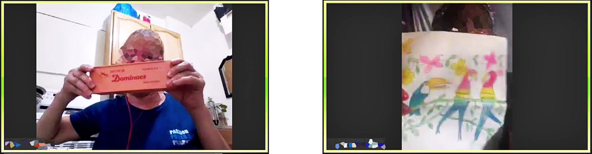 Participants used the video to share and show objects to the group to tell stories about their work.